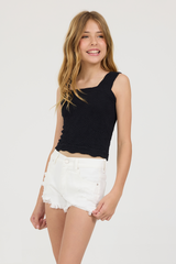 Kids Textured Seamless Tank Top | Vintage Havana Black