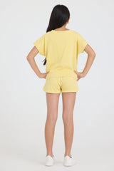Kids Garment Dye Short with Smile Embroidery | Vintage Havana