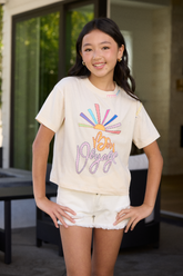 Kids White Bon Voyage Stitch Tee | Vintage Havana