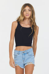 Black Henley Tank | Vintage Havana Black