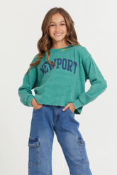 Kids Vintage Green Newport Stitch Neck | Vintage Havana Vintage Green