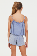 Plush Blue Washed Texture Flow Tank | Vintage Havana Plush Blue