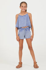 Plush Blue Washed Texture Flow Tank | Vintage Havana Plush Blue