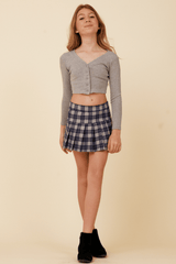 Classic Grey Ribbed Snap Button Cardigan | Vintage Havana Classic Grey