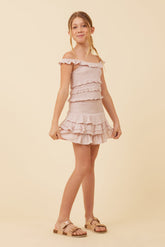Pale Pink Ruffle Detail Smocked Top | Vintage Havana Pale Pink