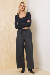 Faux Leather Wide Leg Pant | Vintage Havana Asphalt