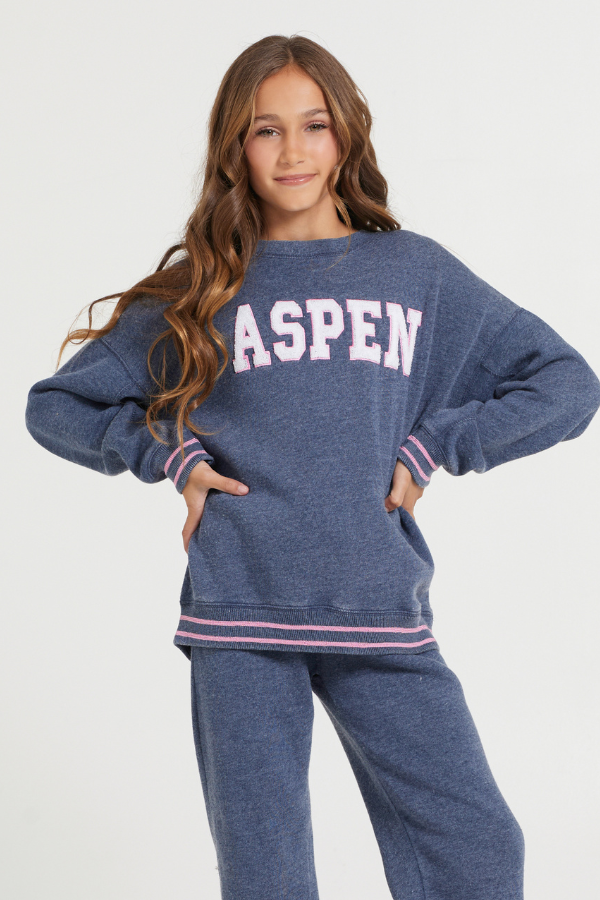 Kids Navy Aspen Patch Crew | Vintage Havana Navy