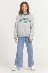 Kids Hunter Green and Grey NYC Oversized Polo | Vintage Havana Hunter Grey