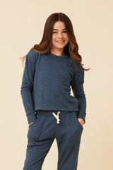 Distressed Neckline Crewneck | Vintage Havana NAVY