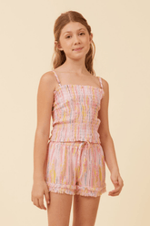 Fruity Tie Dye Smocked Tube Top | Vintage Havana Fruity Tie Dye