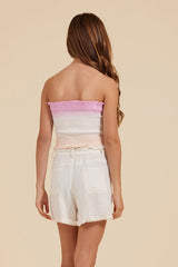Pink/White and Sand Smocked Tube Top | Vintage Havana Pink/White