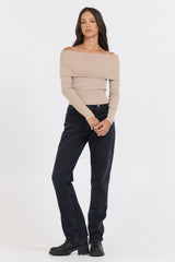 Heather Oatmeal Off Shoulder Sweater | Vintage Havana Oatmeal