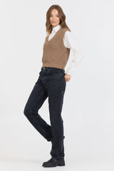 Toffee W/ White Twofer Cropped Sweater Vest | Vintage Havana Toffee