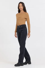 Caramel Distressed Off Shoulder Sweater | Vintage Havana Caramel