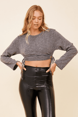 Charcoal Cinched Cut Out Sweater | Vintage Havana Charcoal