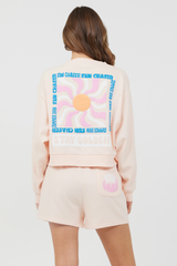 Peach Parfait W/ Multi Puff Print Surf Wash Crewneck | Vintage Havana Peach Parfait