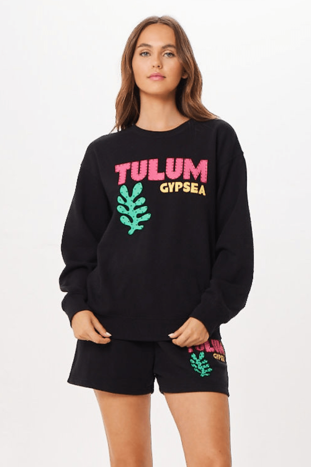 Black Tulum Jet Setter Surf Wash Crewneck | Vintage Havana Black