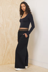 Heavy Surfwash Pant w/ Printed Double Waist | Vintage Havana Black w/ Leopard
