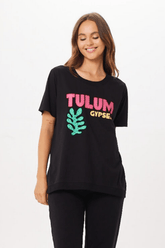 Black Tulum Jet Setter T-Shirt | Vintage Havana Black