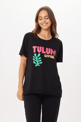 Black Tulum Jet Setter T-Shirt | Vintage Havana Black