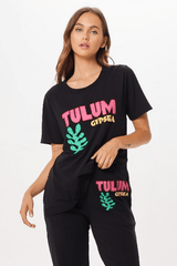 Black Tulum Jet Setter T-Shirt | Vintage Havana Black