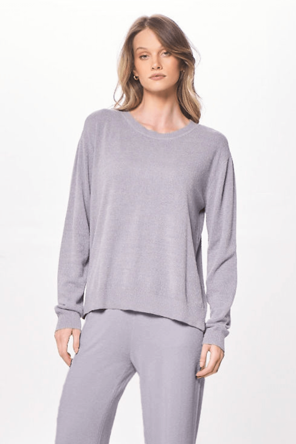 Cool Grey Plush Knit Crewneck | Vintage Havana Cool Grey