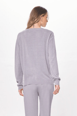 Cool Grey Plush Knit Crewneck | Vintage Havana Cool Grey