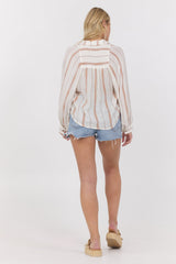 Long Sleeve Collared Shirt | Vintage Havana Coconut Stripe