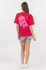 Washed Graphic Tee Give Love Back | Vintage Havana Red