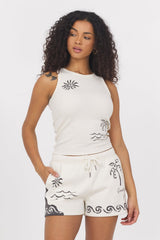 Sea Paradise Ribbed Tank Top | Vintage Havana Vintage Ivory