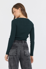 Black Rib Knit Long Sleeve Top | Vintage Havana Black
