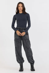 Washed Mountain Seamless Mock Neck Top | Vintage Havana Grey
