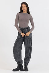 Washed Taupe Seamless Mock Neck Top | Vintage Havana Washed Taupe
