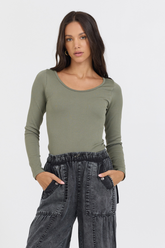 Olive Seamless Long Sleeve Tee | Vintage Havana Olive