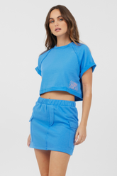 Azure Blue Fleece Tee w/ Print | Vintage Havana Azure Blue
