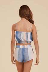 Clearwater Stripe Elastic Bottom Crop Top | Vintage Havana Clearwater Stripe