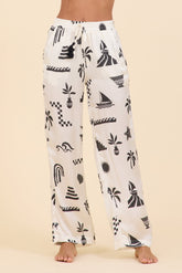 SURF Beach Vibe Printed Satin Wide Leg Pant | Vintage Havana Beach