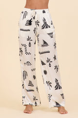 SURF Beach Vibe Printed Satin Wide Leg Pant | Vintage Havana Beach