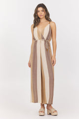 Woven Metallic Stripe Jumpsuit | Vintage Havana Cocoa Stripe
