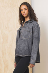 Denim Fleece Shacket | Vintage Havana Black Washed Denim