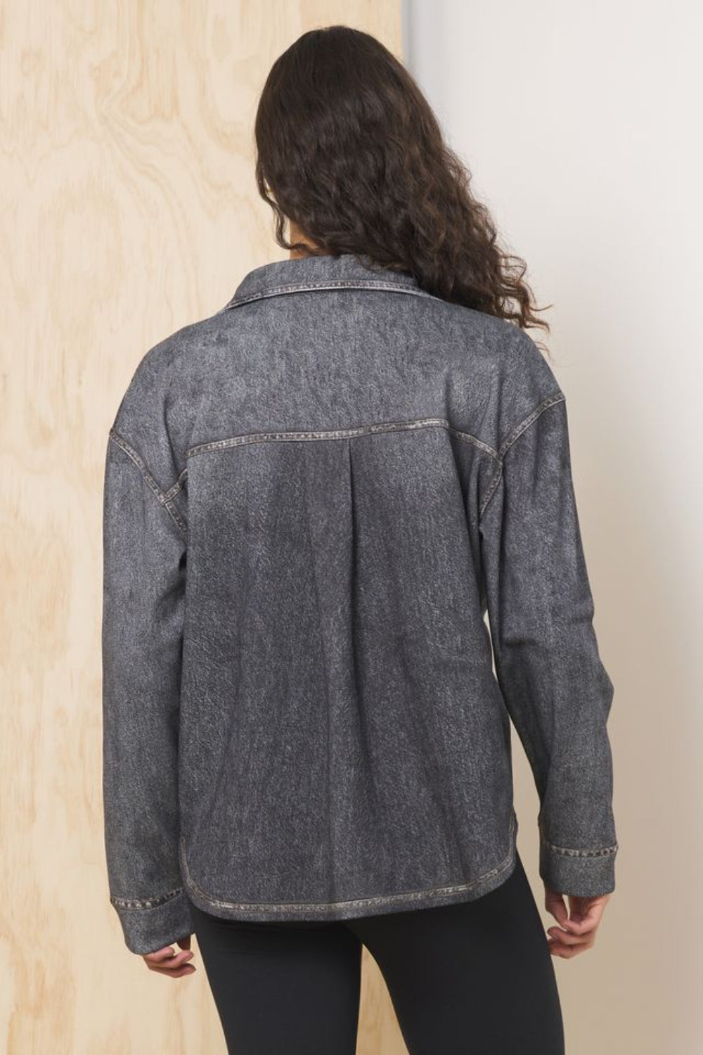 Denim Fleece Shacket | Vintage Havana Black Washed Denim