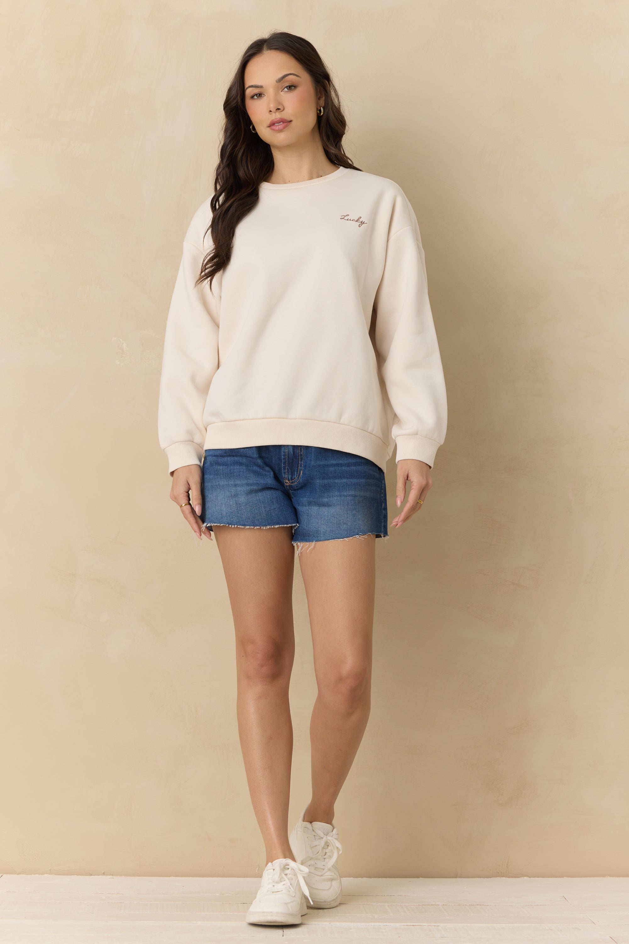 Ultra Fleece Crew with Embroidery | Vintage Havana Coconut Lucky