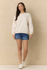 Ultra Fleece Crew with Embroidery | Vintage Havana Coconut Lucky