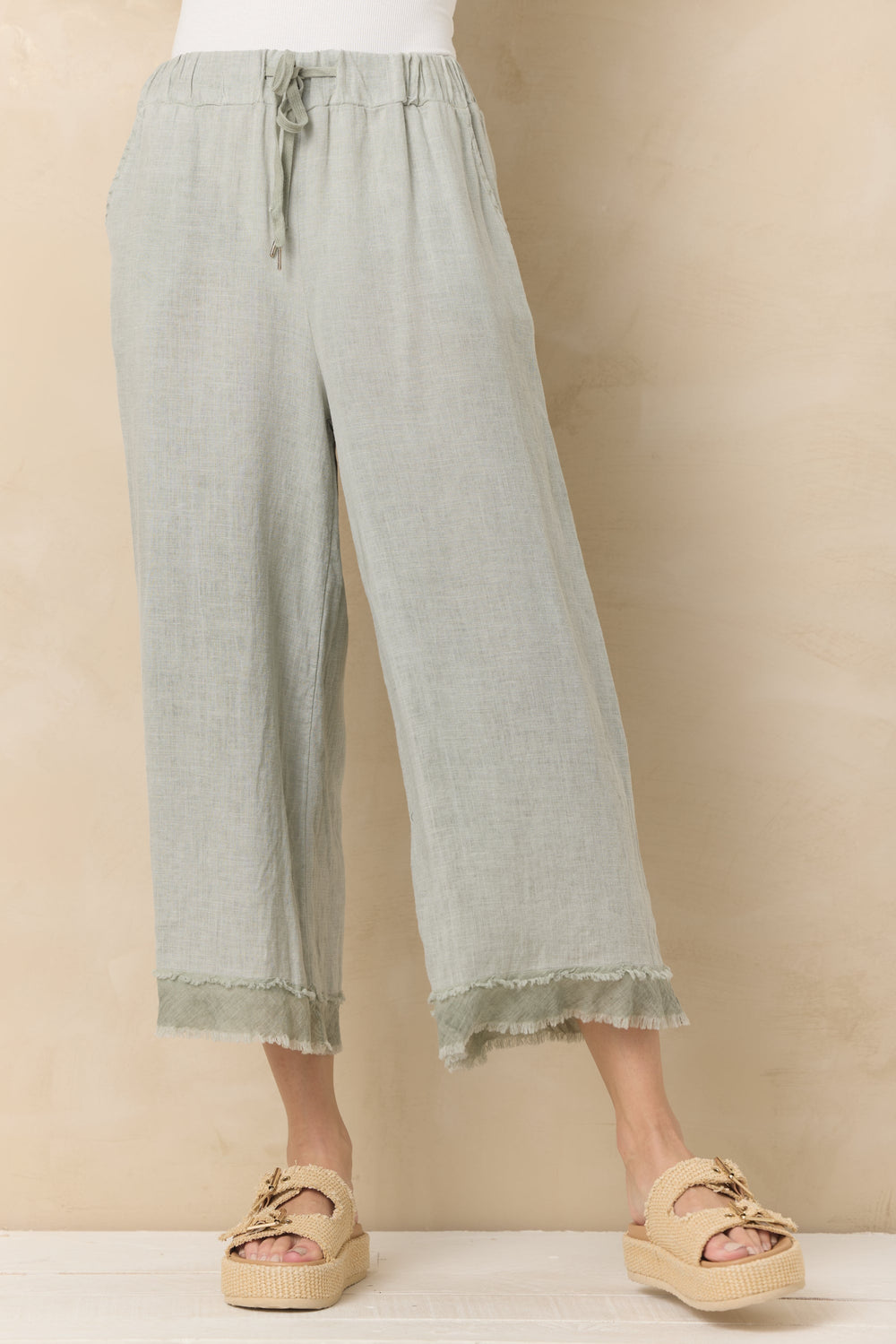 Drapey Linen Flowy Pant | Vintage Havana Sage