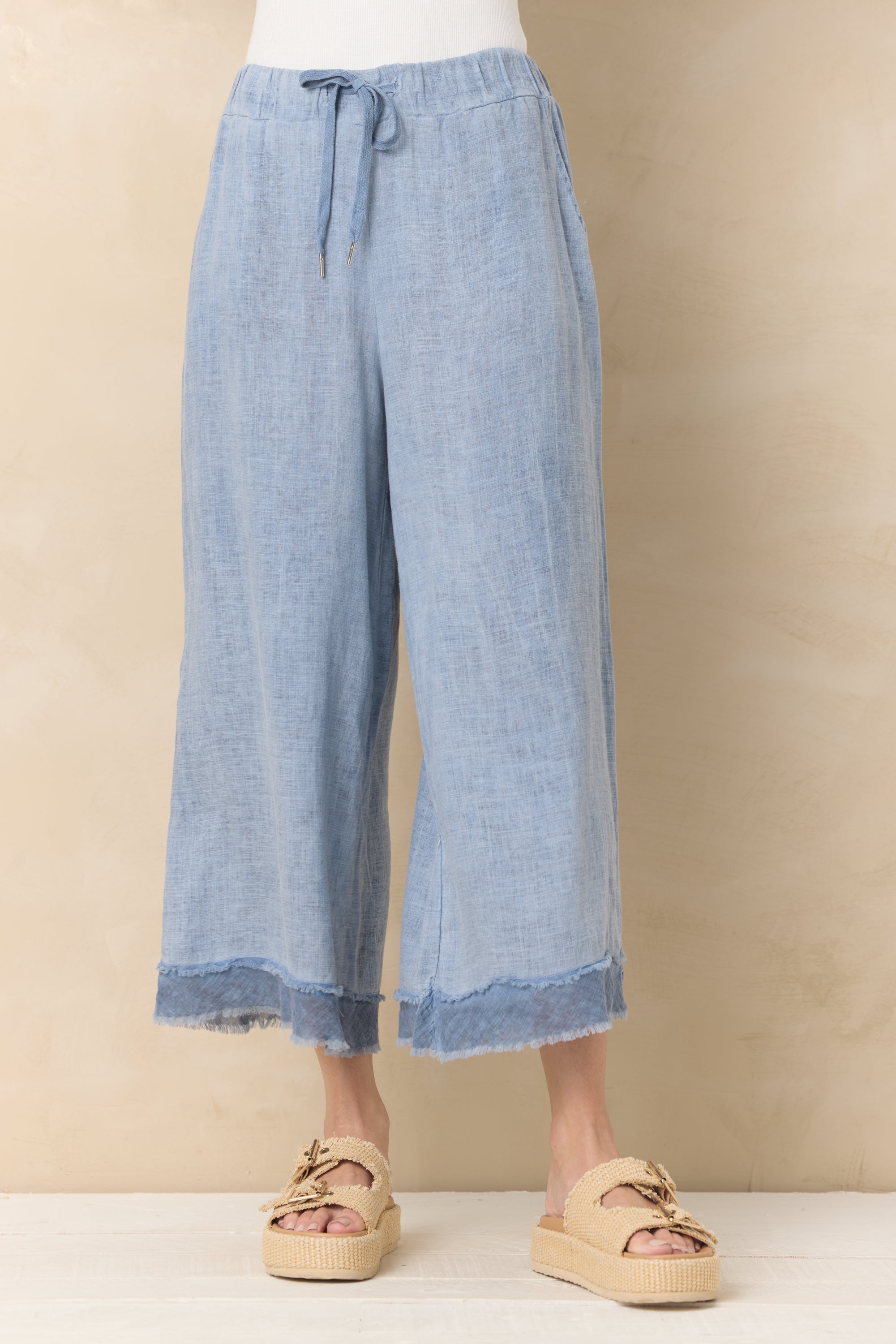 Drapey Linen Flowy Pant | Vintage Havana Sage