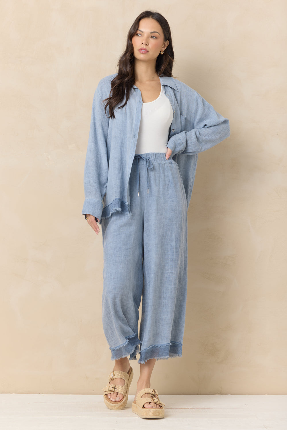 Drapey Linen Button Down | Vintage Havana Sage