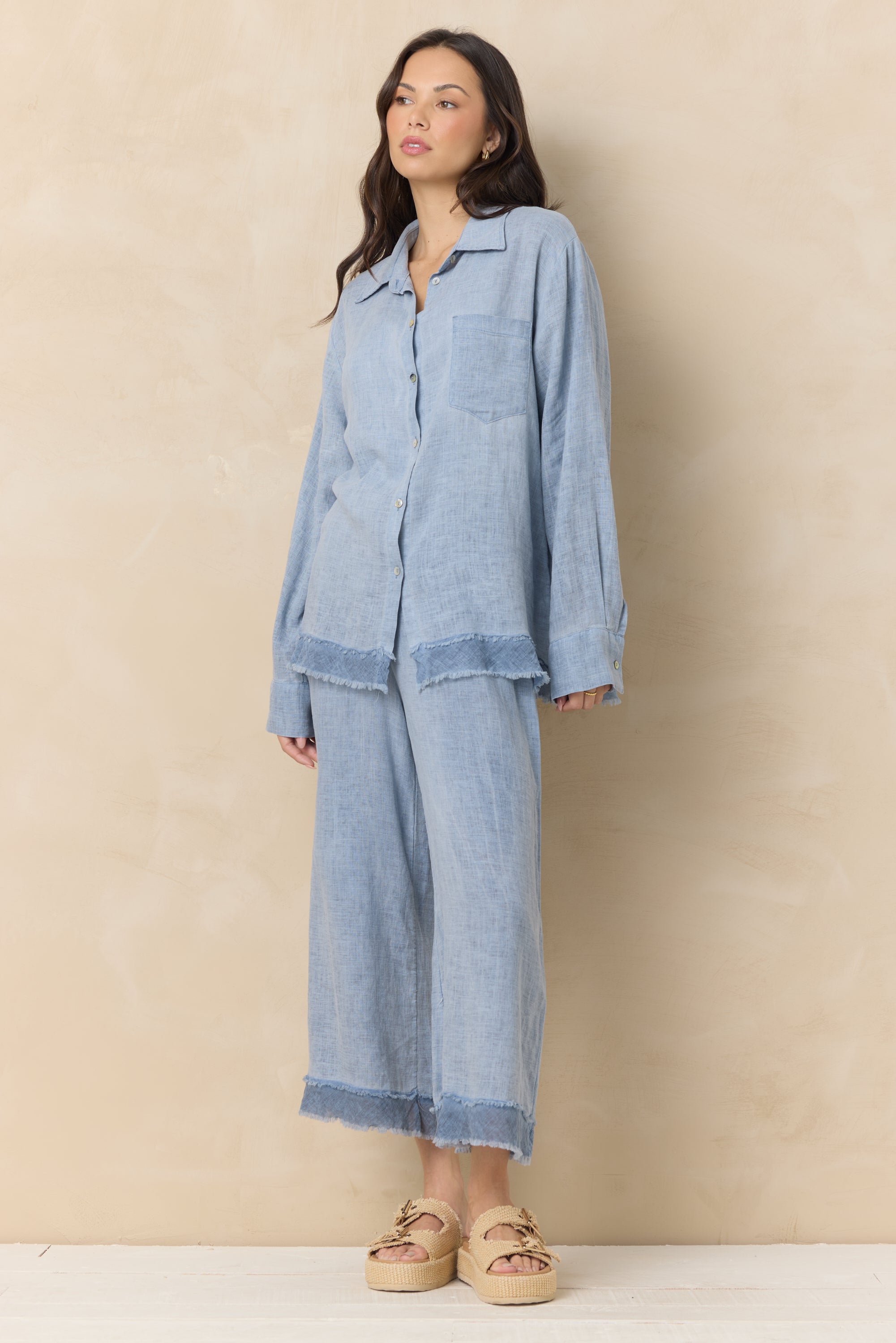Drapey Linen Button Down | Vintage Havana Sage