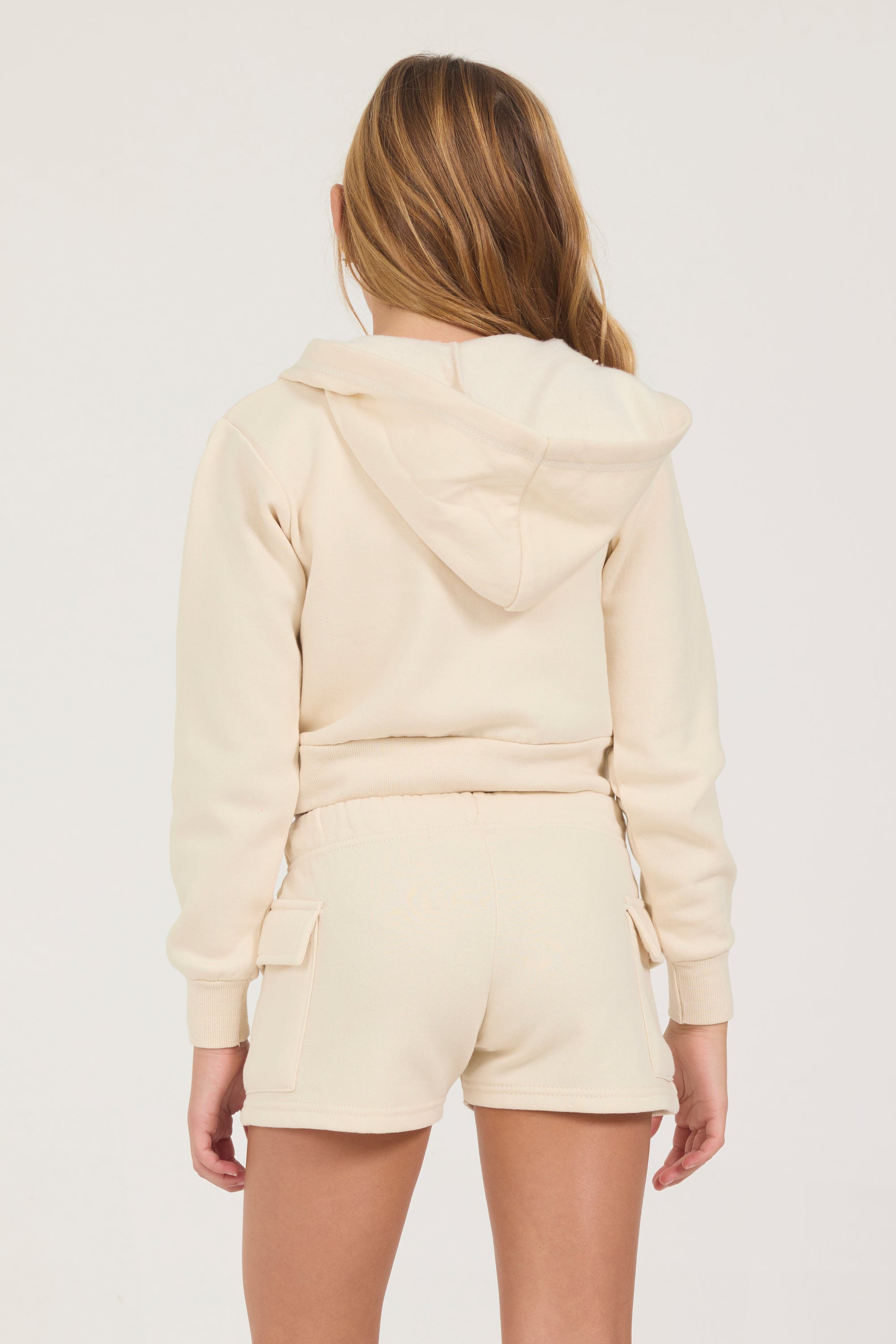 Kids Burnout Crop Zip Hoodie | Vintage Havana Coconut