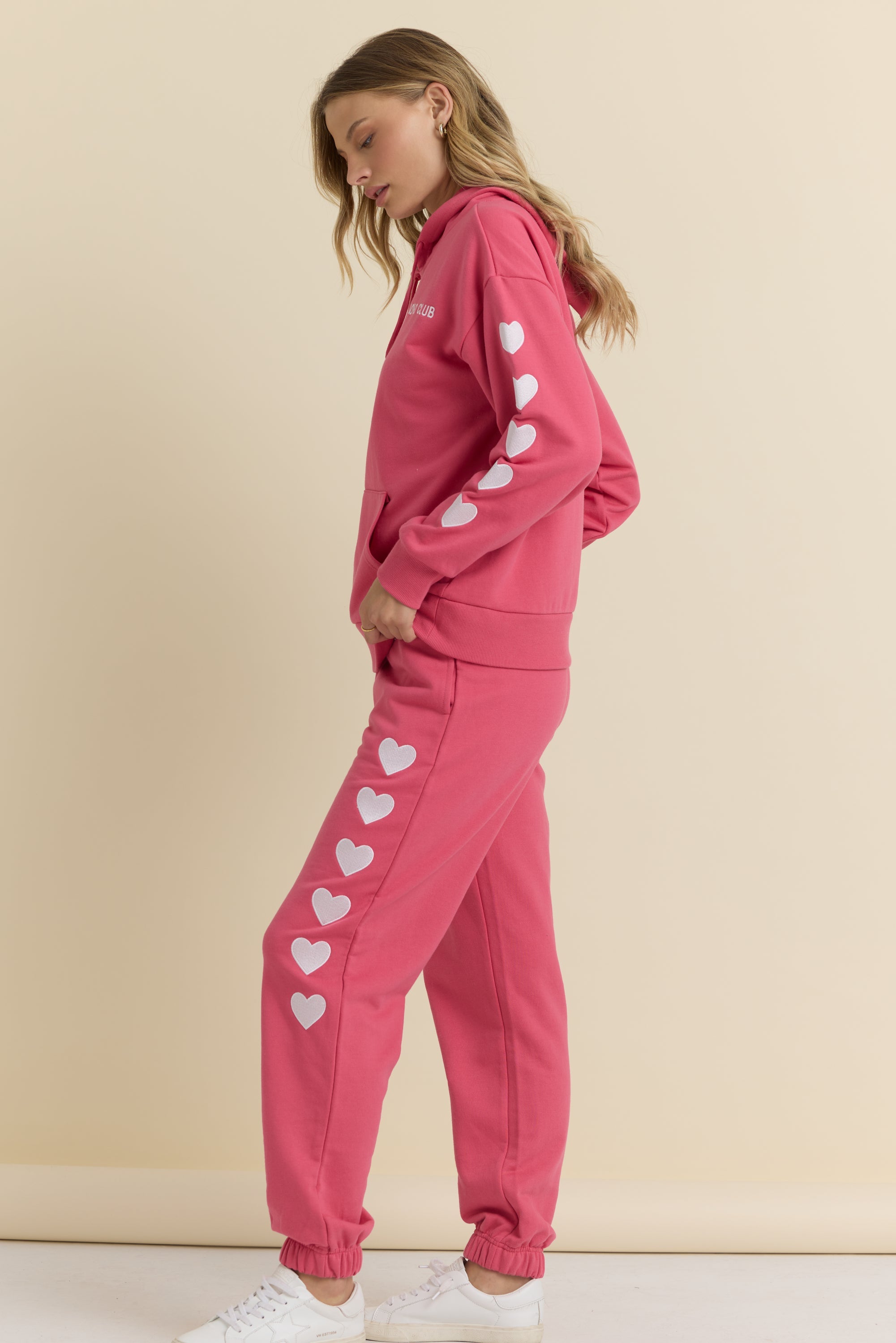 Heart Embroidered French Terry Joggers | Vintage Havana
