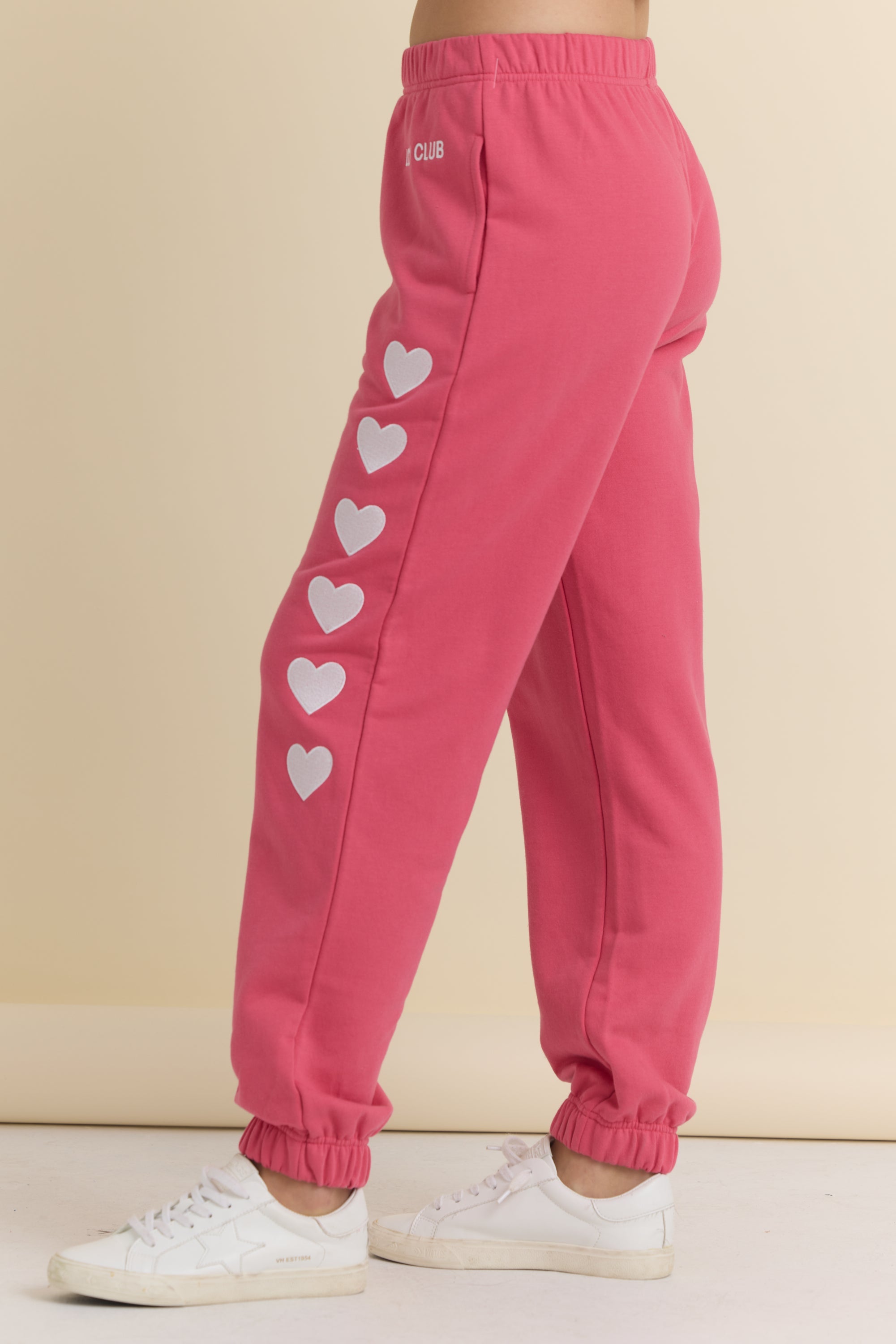Heart Embroidered French Terry Joggers | Vintage Havana